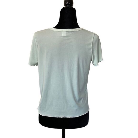Mint Sheer Button Front Top - Picture 3 of 4
